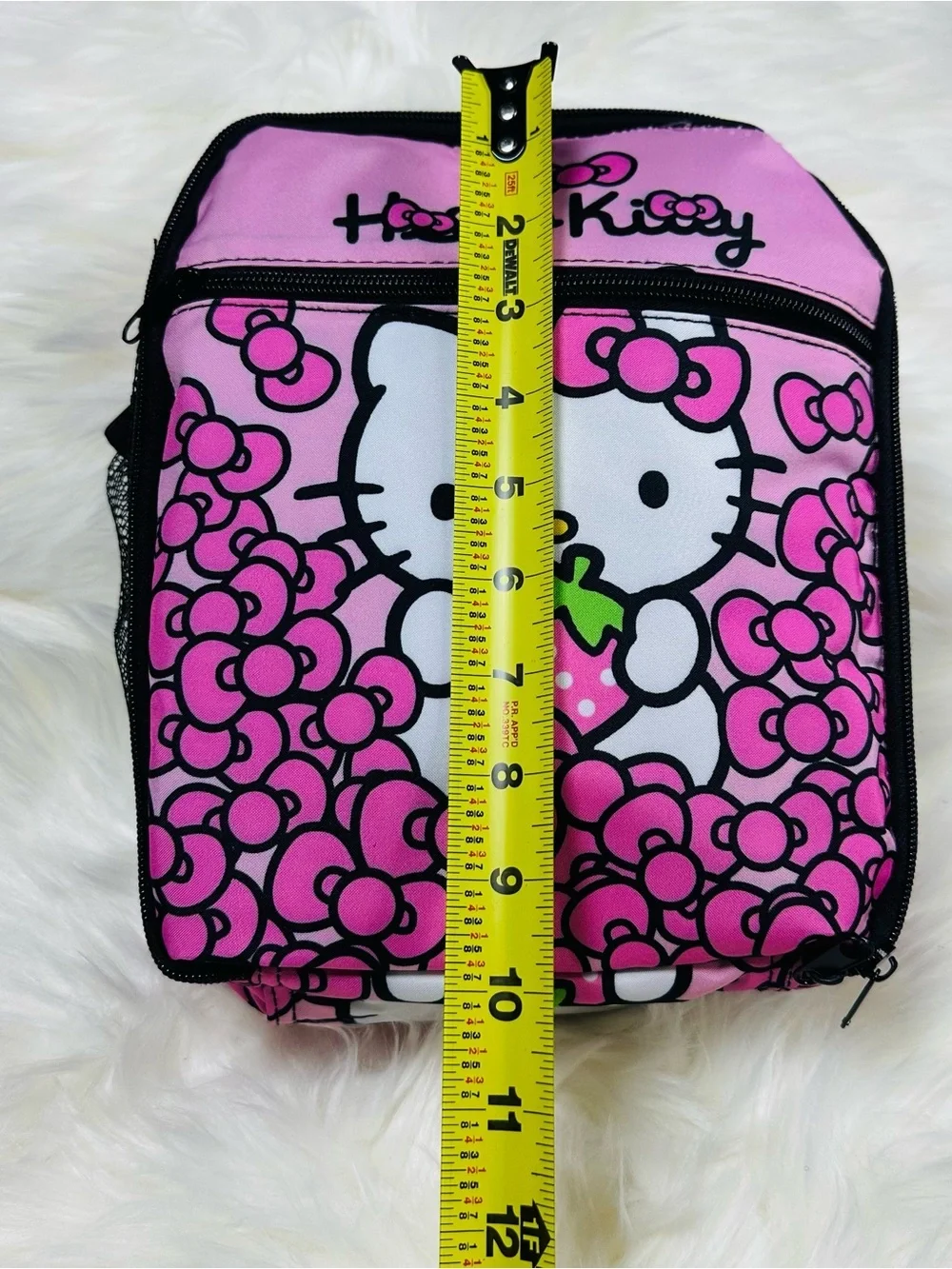 Hello Kitty Pink White Kids Lunch Bag with Strawberry Graphic